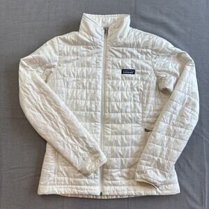 Patagonia Puffer Jacket Women's Small White Nano Puff Primaloft Insulated Coat